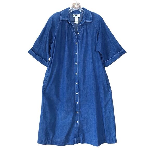 Vtg Willie of California Womens Denim Button Front A-line Dress Cotton Size 12 - Picture 2 of 16